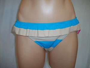 NWT VICTORIAS SECRET BEACH SEXY BLUE BEIGE STRIPE HIPKINI SWIM BIKINI BOTTOM - Picture 1 of 2