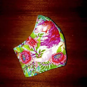 Tula Rosa Floral Imaginario Unicornio Ajustada Máscara Facial Filtro de Bolsillo Tela Linda - Imagen 1 de 4