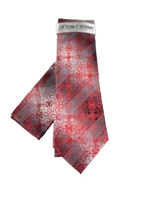 Corbata Stacy Adams para hombre pañuelo rojo plata gris carbón 100 % microfibra 3,25" de ancho Foto 1 de 4