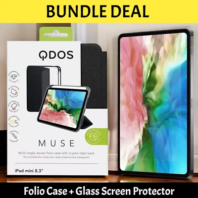 Genuine QDOS iPad Mini 6 (6th Generation) Folio Case & Screen Protector Cover - Image 1 of 4