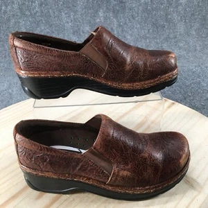 Klogs Shoes Womens 9.5 M Naples Floral Print Clogs Heels Slip On Brown Leather - Picture 1 of 18