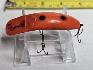 Helin Flatfish X5 Vintage Plastic Fishing Lure, Box, Spots no insert ORANGE - Picture 1 of 5
