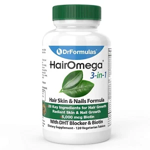 Hairomega 3 In 1 Hair Growth Vitamins DHT Blocker 120 Pills, For Hair and Nail - Picture 1 of 2