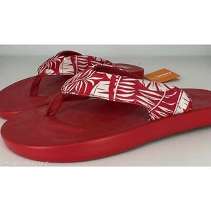 FLIP FLOP Thong Sandals Men's Size 11 Red Soft Science Waterfall Palm - Picture 1 of 6