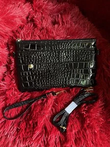 Damen Leder Umhängetasche Messenger Bag Clutch Handtasche Handtaschen Schwarz - Bild 1 von 3