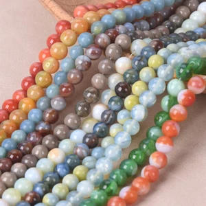 30stk Rund 8mm(7.5mm~8.5mm) Künstliche Jade Farbe Lampwork Glas lose Perlen - Picture 1 of 27