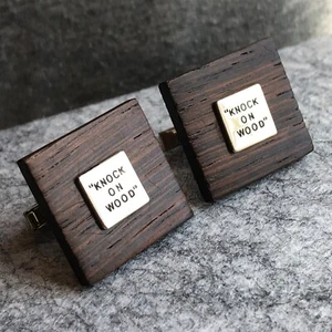 Manschettenknöpfe Klopfen auf Holz eckig von Swank goldfarben Vintage Herrenschmuck MCM - Bild 1 von 11