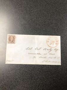 US #1 Franklin 5cent Used On Folded Letter From New York To Philadelphia Mar. 21