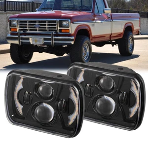 Pair 5x7" 7x6" LED Headlights Hi-Lo Beam DRL for Dodge D150 D250 D350 Ram 50 - Picture 1 of 12