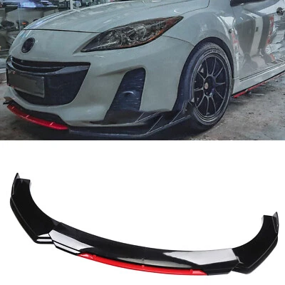 For Mazda 2 3 6 Front Bumper Lip Splitter Spoiler Body Kit Black+Red Foto 1 de 4