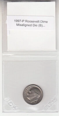 1997-P Roosevelt Dime Misaligned Die Off Center Obverse Error Variety MAD - Image 1 of 2