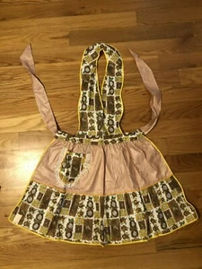 VTG 60's Autumn Colors mid century Check Design Full Cotton Bib Apron New w/tag - Picture 1 of 12