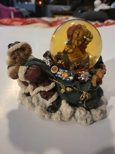 Boyds Bear Musical Snow Globe St Nickelberry with Atlas - Picture 1 of 3