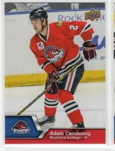 Base de hockey Adam Clendening 14-15 cubierta superior AHL #86 Rockford IceHogs - Imagen 1 de 1