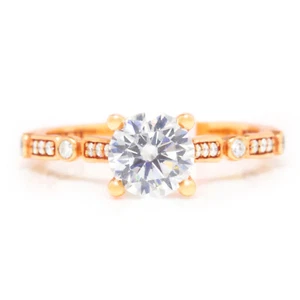 Tacori geformter Halbmond runder Verlobungsring halbmontiert 18K Roségold - Bild 1 von 6