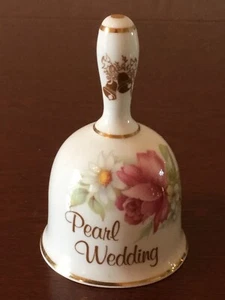 Pearl Wedding ornamental China bell by Polly-Anna(4” tall). - Picture 1 of 2