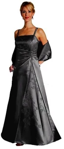 Abendkleid Ballkleid Abikleid Damen Kleider A-Linie schwarz Satin Gr.34 XS NEU - Bild 1 von 6