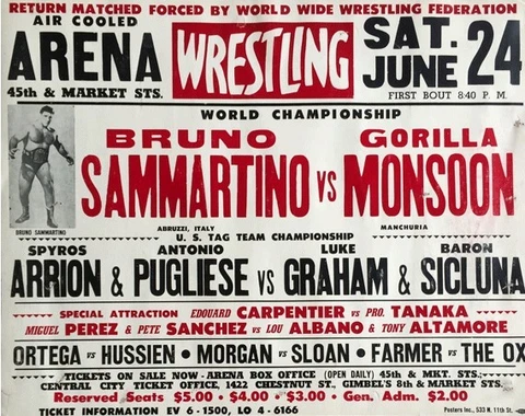 BRUNO SAMMARTINO VS GORILLA MONSOON 8X10 POSTER PHOTO WRESTLING PICTURE WWF Cover