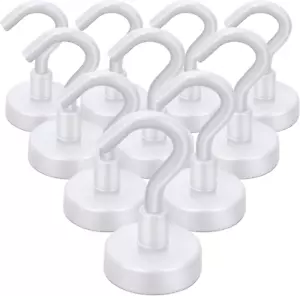 Heavy Duty Magnetic Hooks 30Lbs 10 Pack, White Rare Earth Magnets for Fridge, Gr - Picture 1 of 12