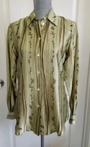 Camisa abotonada para mujer ISHYU, talla 4, verde, marrón, seda - Imagen 1 de 6