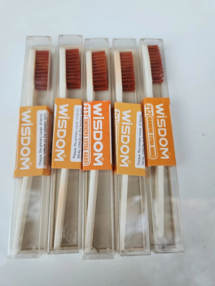 Wisdom 212 Smokers Extra Hard Brown Bristle Tooth Brush.USA Seller( 5 pieces)