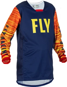 Fly Racing Kinetic Wave Navy Yellow Red Motocross ATV BMX Jersey Youth Large - Picture 1 of 12