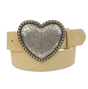 Western Heart Buckle w. Genuine Suede Belt - Picture 1 of 10