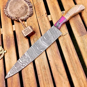 Custom Hand-Forged Damascus Steel Chef Knife –Full Tang - Wood Handle TN-6135 - Picture 1 of 8
