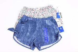 DKNY GIRL 2-PC LACE DENIM-LIKE SHORT SET Pull-On WHITE/BLUE  SIZE 6X - Picture 1 of 1