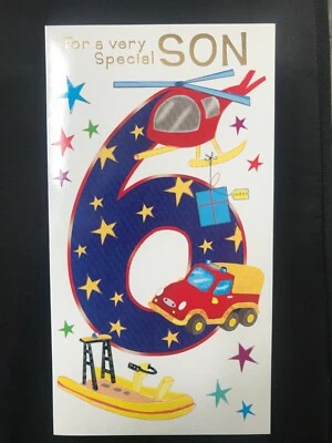 Tarjeta de 6º cumpleaños del hijo, 6 años, 23 x 13 cm Foto 1 de 3