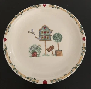 Vintage Dinner Plates Birdhouse by THOMSON Pottery 10.25" round plates Set Of 8 - Picture 1 of 5