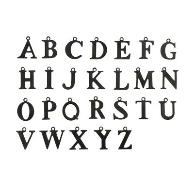 26 dijes de acero inoxidable negro con letras del alfabeto - 1 juego - ALPHA4000 Foto 1 de 3