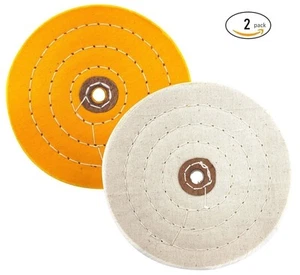 2pk 6" Buffing Wheel for Bench Grinder, Yellow Hard, and White Soft Extra Thick - Picture 1 of 6