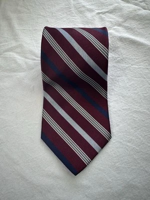 Corbata de seda Hart Schaffner Marx para hombre a medida roja azul a rayas EE. UU. Foto 1 de 4