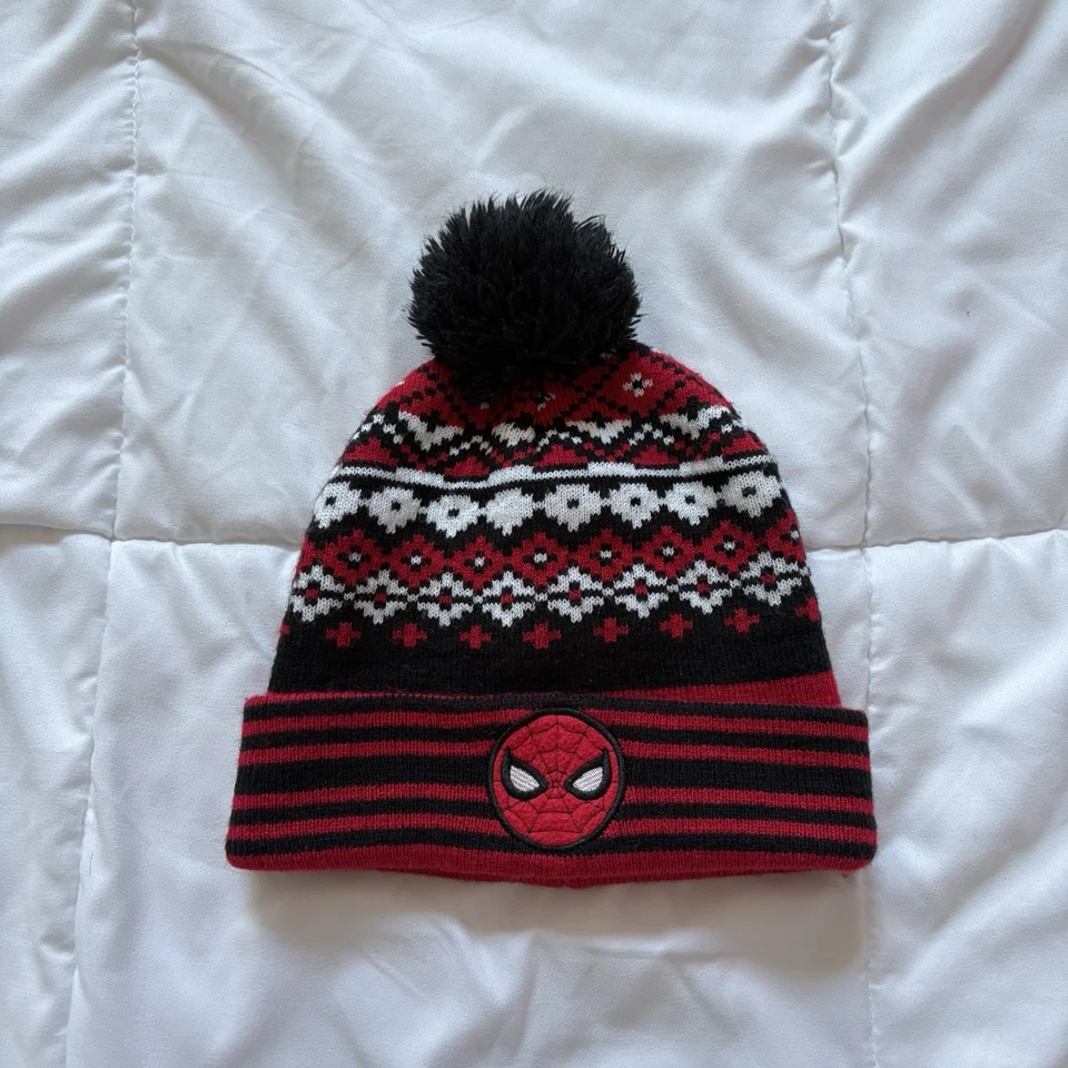 Gorro Spiderman Marvel Juvenil Adulto Cómic Invierno Tejido Sombrero Rojo Negro Foto 1 de 4