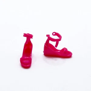 Fashion Fever Barbie Doll Shoes Pink Top Strap Closure Wedges - Picture 1 of 3