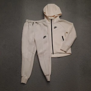 Nike Tech Fleece Joggers Hoodie Boy's Size Small White Black Youth 2 Piece Set - Picture 1 of 12
