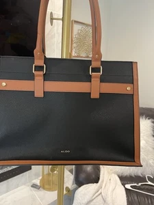 New ALDO Black & Tan Structured Tote Handbag – Elegant & Chic - Picture 1 of 5