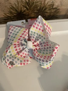 JOJO SIWA Signature White Hair Bow  Rainbow Hearts - Picture 1 of 1