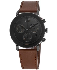Nuevo reloj para hombre Movado Bold Evolution esfera negra correa de cuero 3600758 - Imagen 1 de 3