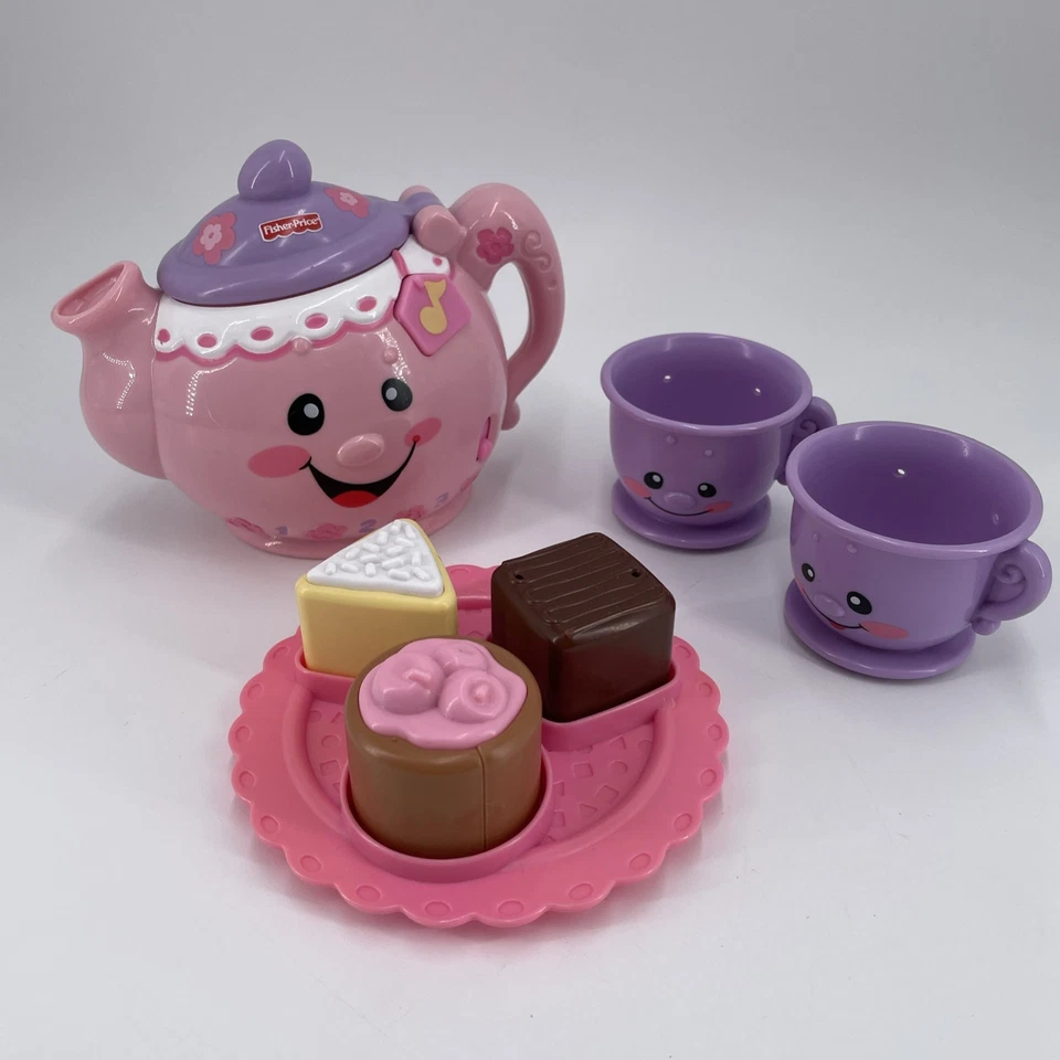 Fisher Price Laugh Learn Conjunto de Chá Pote Xícara de Sobremesa Musical Diga Por Favor Conte Vídeo - Imagem 1 de 4