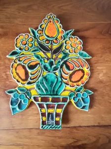 Rarità piastrella a rilievo da parete Cortendorf quadro ceramica cesto di fiori maiolica 25 cm - Foto 1 di 4
