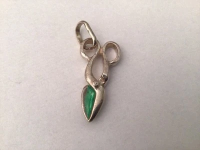 Ciondolo Forbici Argento 800 e Smalto Vintage - Immagine 1 di 4