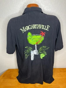 Herren Seidenhemd Margaritaville S/S Knopfleiste Große L | Schwarz | Martini - Bild 1 von 5