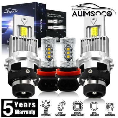 For Volvo S40 2005-2007 Combo 4x LED Headlight Kit Bulbs Hi/Lo Fog Beam 40000LM Foto 1 de 4