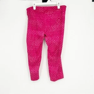 NWT Under Armour Pink Geometric Print Cropped Leggings Size YXL - Picture 1 of 5