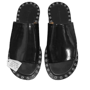 CLERGERIE Paris EU 38.5 US 8 OPEN TOE SLIDE MULES SANDALS Grommets Block Heel - Picture 1 of 7