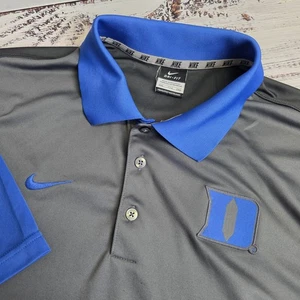 Nike Dri Fit Duke Blue Devils Polo Shirt Mens XXL Grey Royal Blue Short Sleeve - Picture 1 of 12