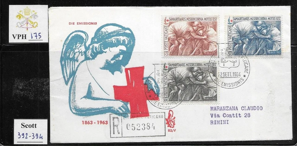 VPH_175. VATICAN. FDC Venetia w. 1964 RED CROSS. Scott 392-394 - Image 1 of 1