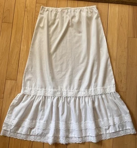 Maxi gonna vintage Hilda Hawaii slip bianco cotone prateria cottagecore pizzo taglia XL - Foto 1 di 8